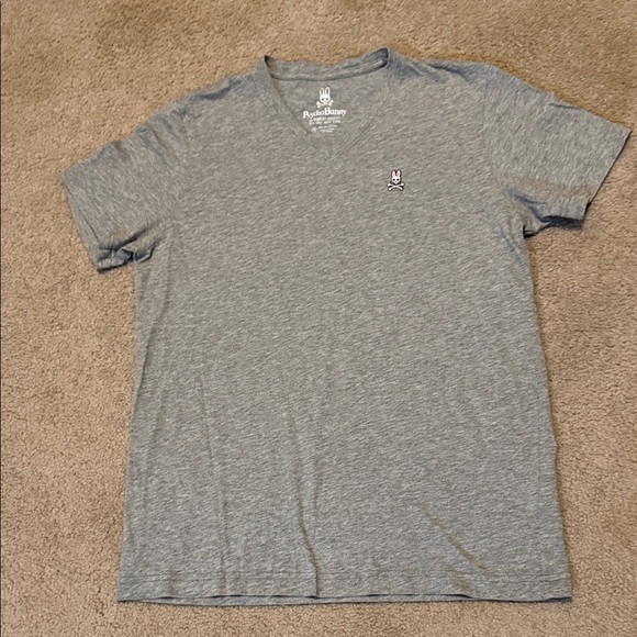 Psycho Bunny Heather Gray V-Neck Men's Tee - Picture 1 of 5